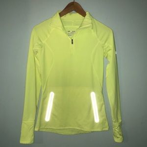 Neon yellow dri-fit half zip from under armour